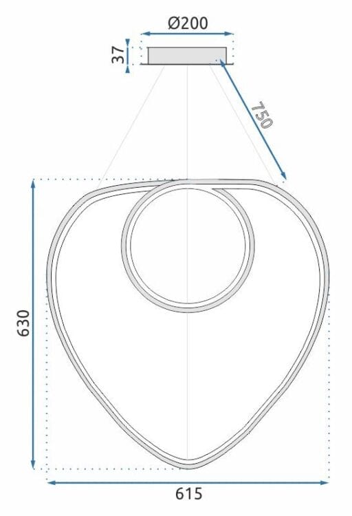 Светильник потолочный, коллекция LOOP, светодиодный, цвет хром + пульт управления, схема